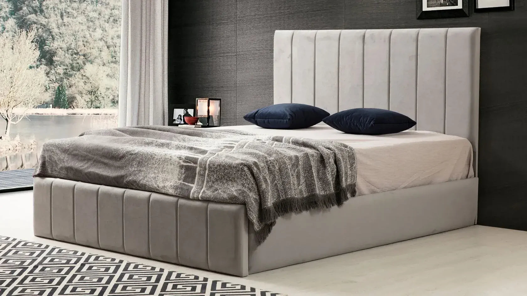 Cadre De Lit POLO GRIS - Velours