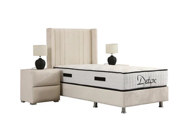 Lit Coffre Enfant ALMA Blanc Cassé - Velours