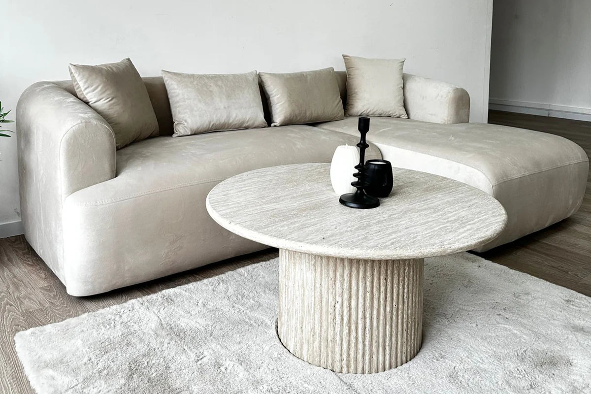 Canapé d'Angle Ela Velours Beige